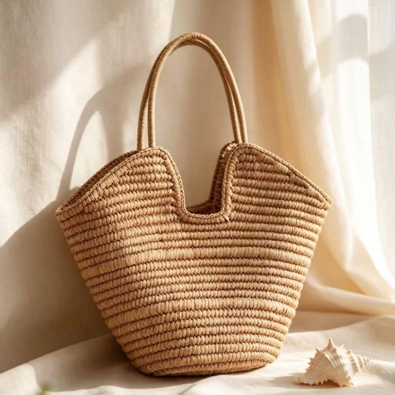 Paper Straw Color - Borsa Tote in Paglia Intrecciata Stile